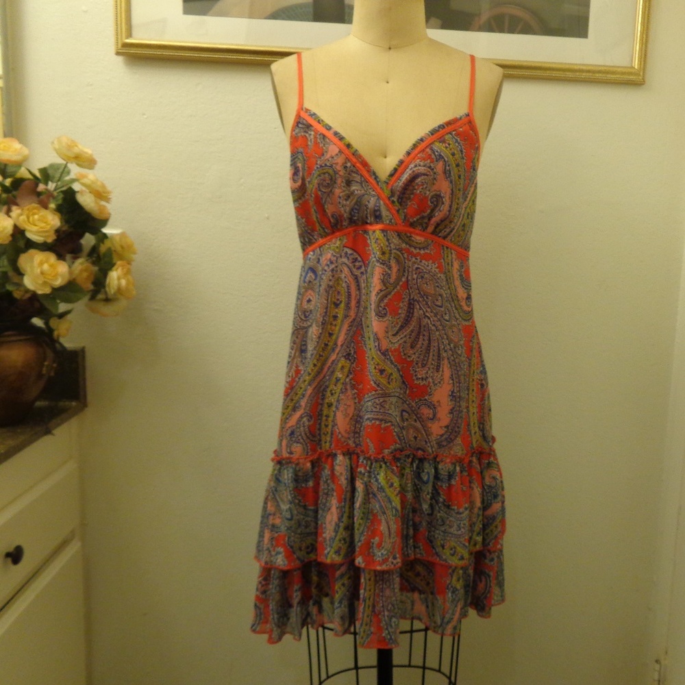 Poppy Garden Boho Hippie Paisley Midi Dress